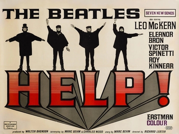 Colorful movie-style artwork of a rock band in action poses